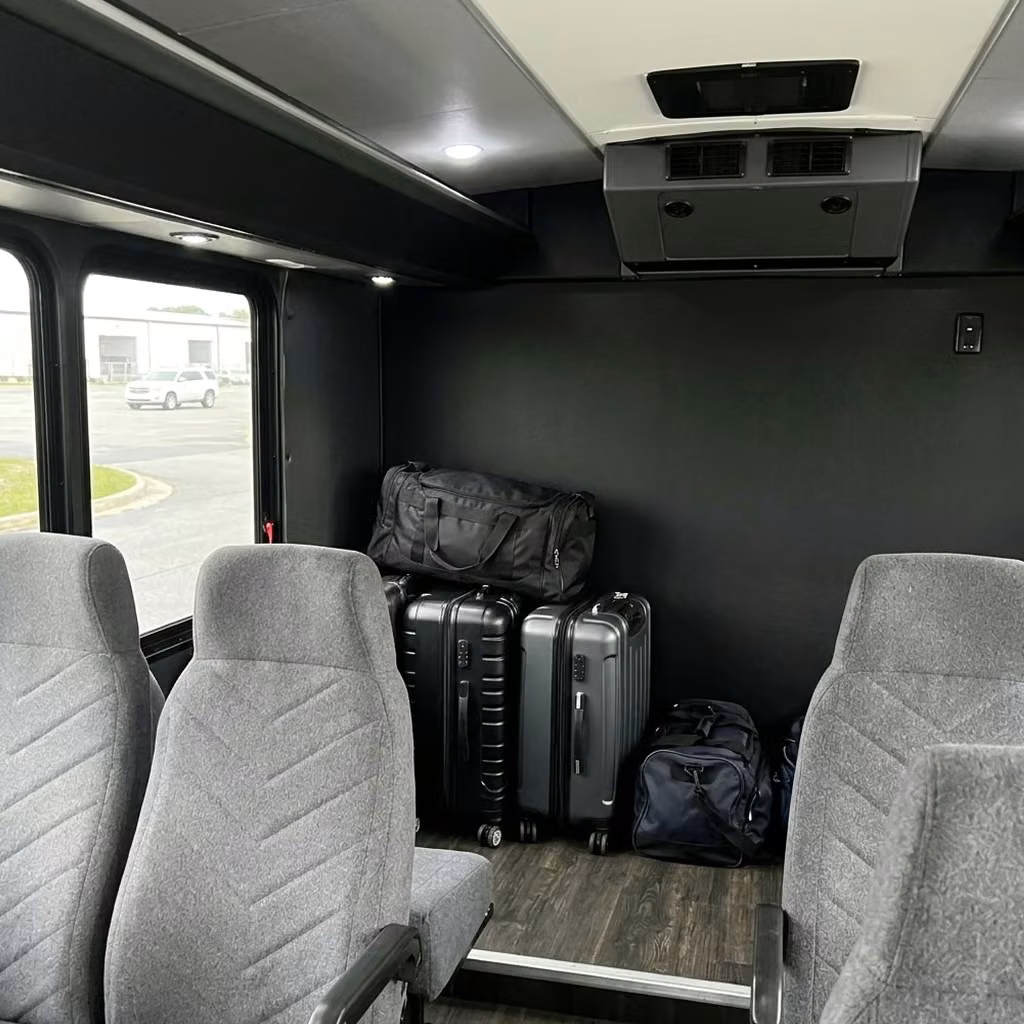 fishers 15 passenger minibus luggage area