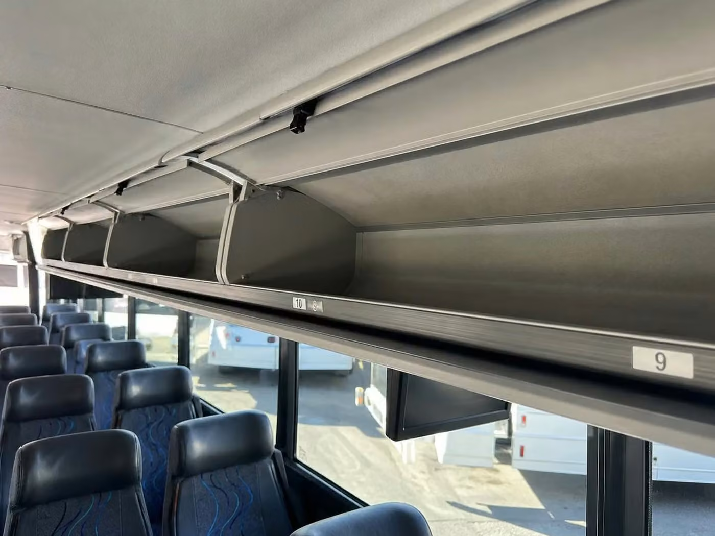 fishers 18 passenger minibus overhead storage