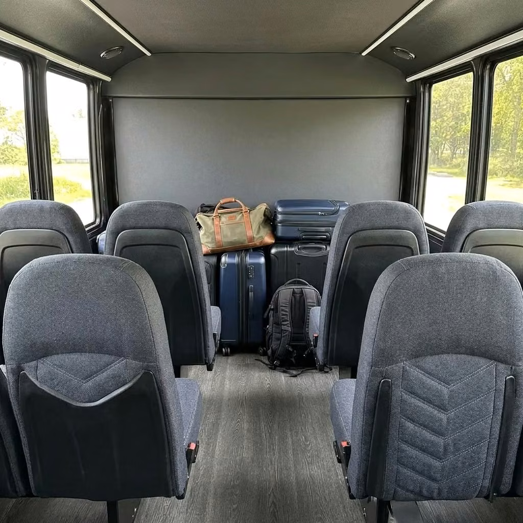 fishers 25 passenger minibus luggage area