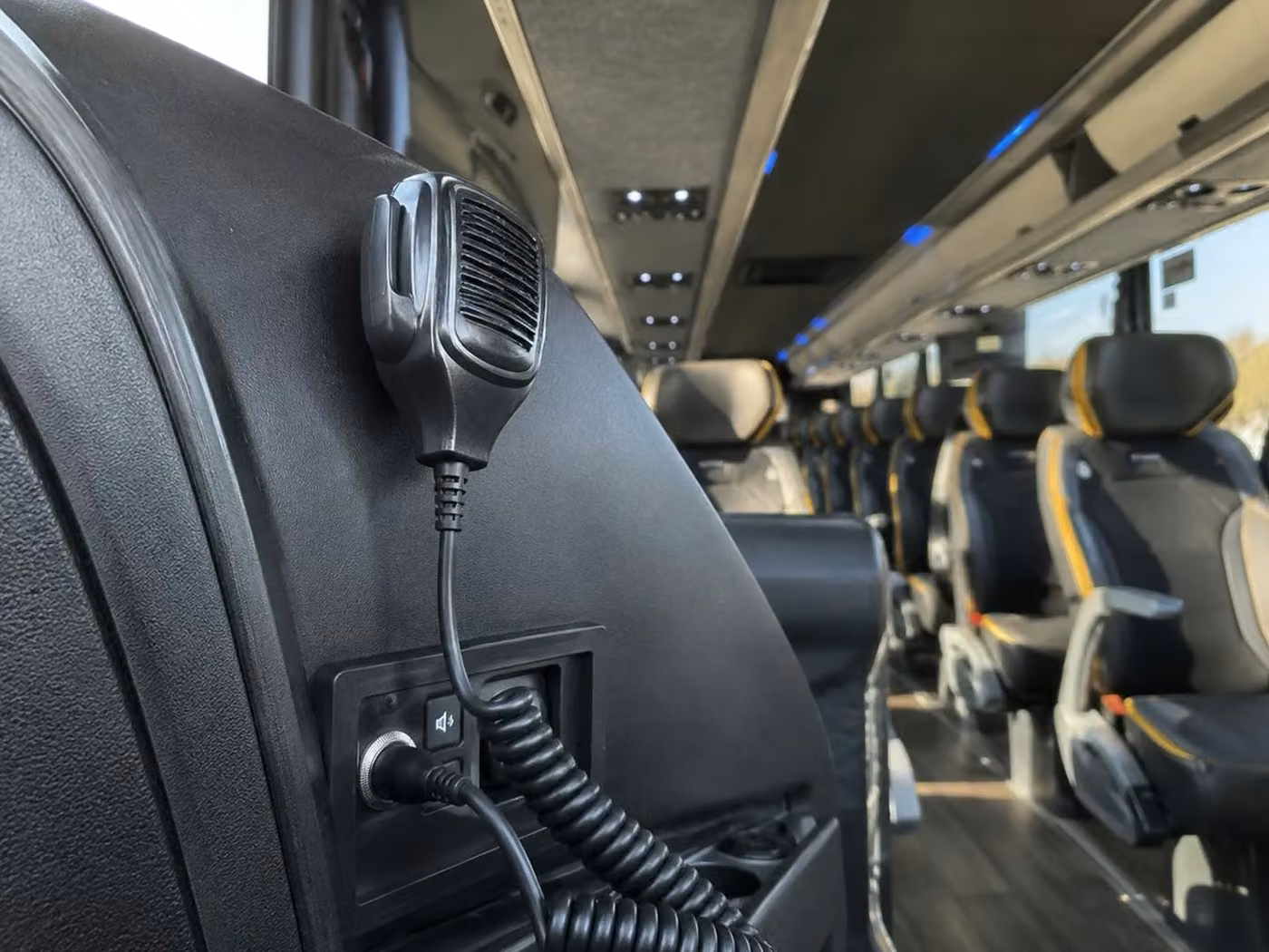fishers 56 passenger charter bus pa system