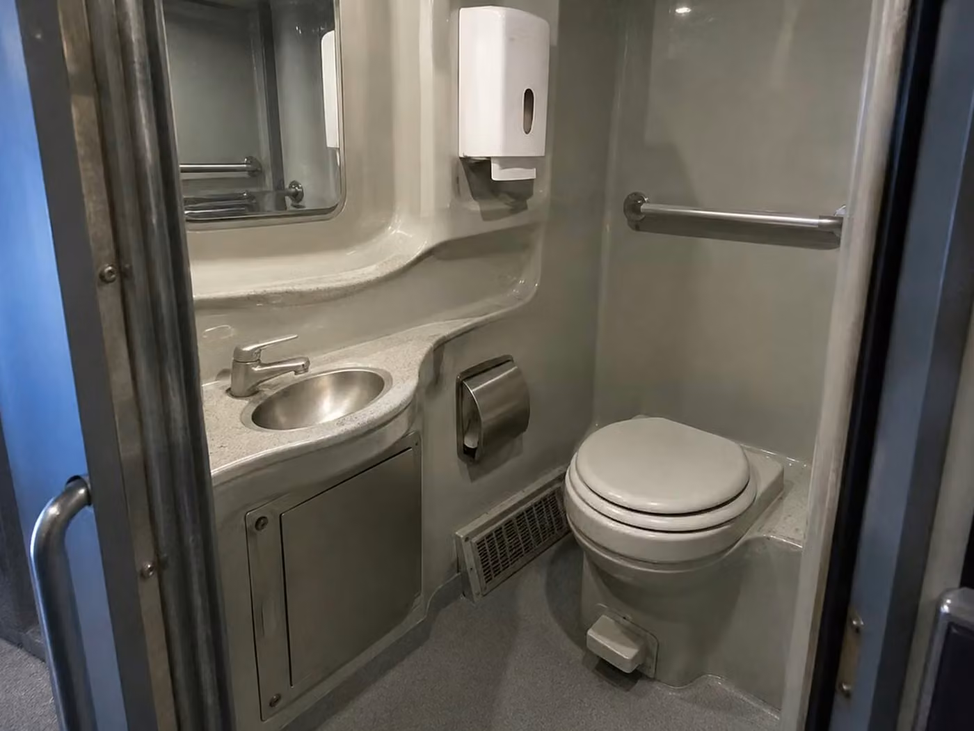 fishers charter bus onboard restroom