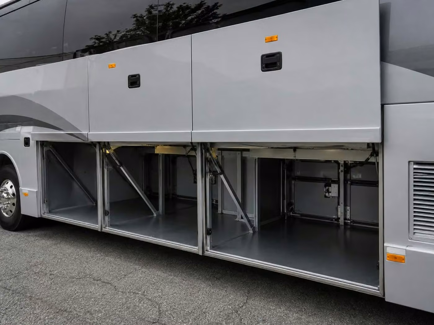 fishers charter bus under bus storage