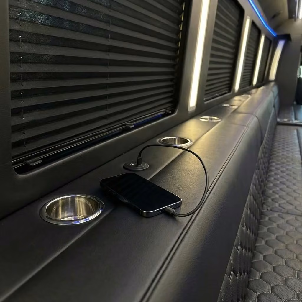 fishers party bus usb charging