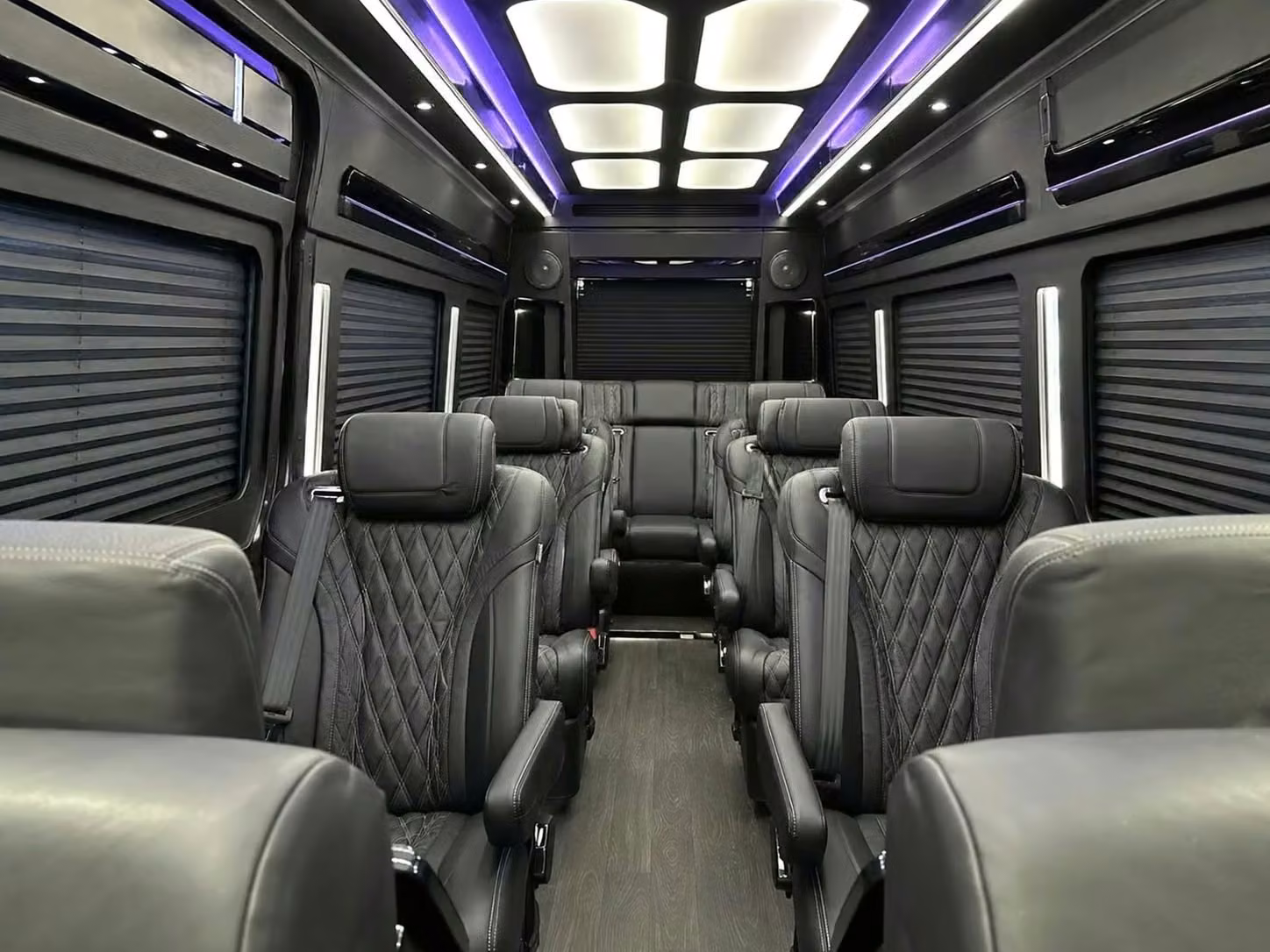fishers sprinter van rental with driver reclining seats