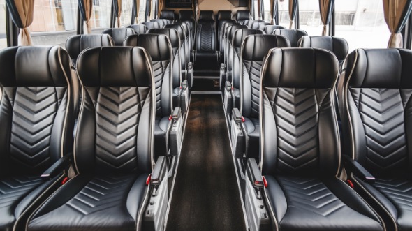 50 passenger charter bus inside noblesville