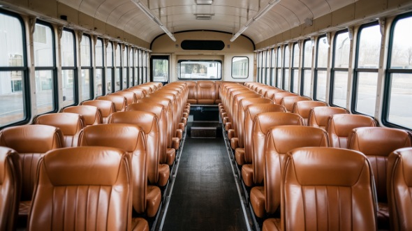 fishers school bus rental interior